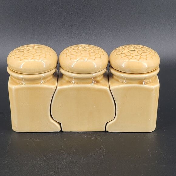 Vintage SAC Ceramic Spice Canisters Jars Set of 3 Retro Veggies Vegetables - Picture 4 of 6